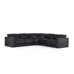 Estro Salotti Thelma - Italian  Modern Black Leather Sectional Sofa with Recliners