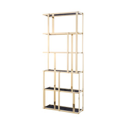 Modrest Tipton - Modern Grey Glass & Gold Bookshelf