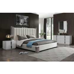 Modrest Token - Modern White & Stainless Steel Bed