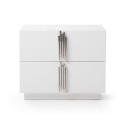 Modrest Token - Modern White & Stainless Steel Nightstand