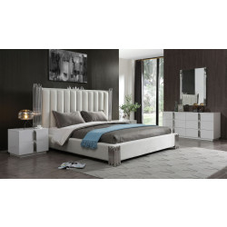 Modrest Token - Modern White & Stainless Steel Bedroom Set