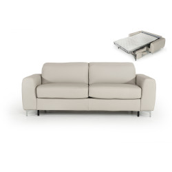 Estro Salotti Tourquois Italian Modern Light Grey Leather Sofa Bed