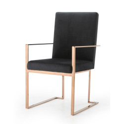 Modrest Trea - Modern Black Velvet & Rosegold Dining Chair