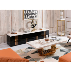 Modrest Kingsley Modern Marble & Rosegold TV Stand