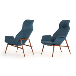 Modrest Kara Modern Blue Fabric Lounge Chair