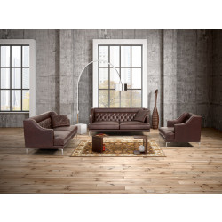 Estro Salotti Ulysses Modern Brown Italian Leather Sofa Set