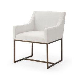 Modrest Elijah - Modern Off White & Copper Antique Brass Dining Chair