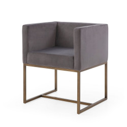 Modrest Marty - Modern Dark Grey & Copper Antique Brass Dining Chair