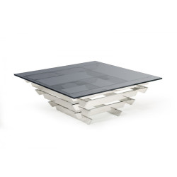 Modrest Upton - Modern Square Smoked Glass Coffee Table