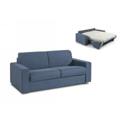 Modrest Made in Italy Urrita - Modern Blue Fabric Sofa Bed w/ Queen Size Mattress