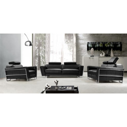 Divani Casa Addison - Modern Black Leather Sofa Set