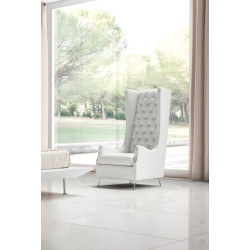 Estro Salotti Vanity Modern White Leather Lounge Chair