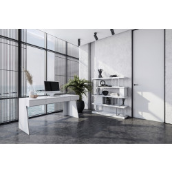 Modrest Chelsey- Modern White and Stainless Steel Desk