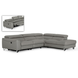 Divani Casa Versa - Modern Grey Teco-Leather Right Facing Sectional Sofa with Recliner