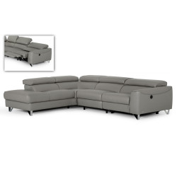 Divani Casa Versa - Modern Grey Teco-Leather Left Facing Sectional Sofa with Recliner