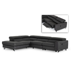 Divani Casa Versa - Modern Grey Teco Leather LAF Chaise Sectional w/ Recliner
