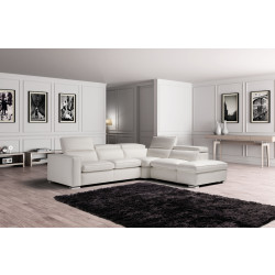 Estro Salotti Vertigo - Modern White Leather Right Facing Sectional Sofa with Storage