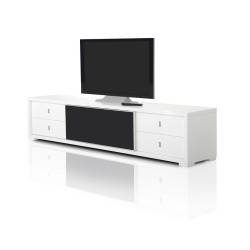 A&X Leopold - Modern White Crocodile Lacquer TV Stand