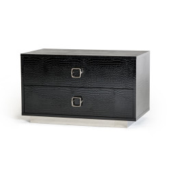 A&X Victoria Modern Black Crocodile Nightstand