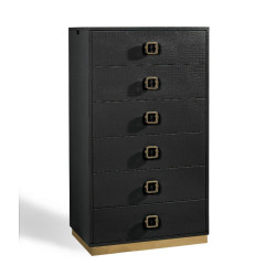 A&X Victoria - Modern Black Crocodile Lacquer 6-Drawer Chest