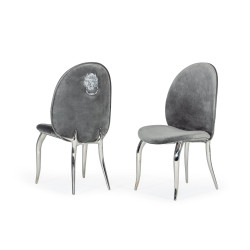 Modrest Vince - Modern Grey Velvet Dining Chair Set of 2