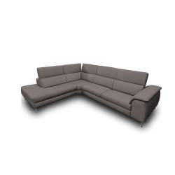 Coronelli Collezioni Viola - Italian Contemporary Grey Leather Left Facing Sectional Sofa