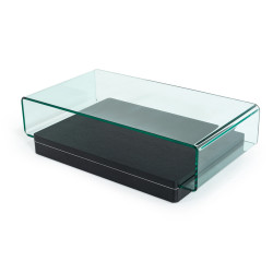Modrest Vitro Modern Glass and Oak Coffee Table