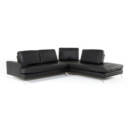 Estro Salotti Voyager - Modern Black Leather Right Facing Sectional Sofa