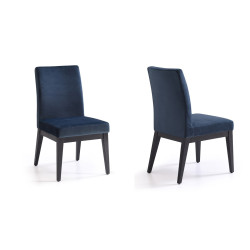 Modrest Wales Modern Blue & Smoked Ash Dining Chair (Set of 2)