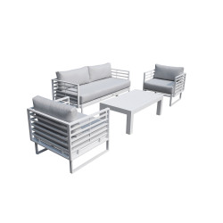 Renava Wharf - Outdoor Light Grey and White Sofa Set