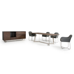 Modrest Wharton Modern Dark Aged Oak Dining Set
