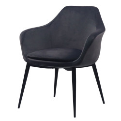 Modrest Wilson - Modern Grey Velvet & Black Dining Chair
