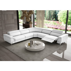 Coronelli Collezioni Wonder - Italian Modern White Leather Sectional Sofa with Recliners