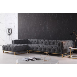 Divani Casa Willa - Modern Grey Fabric Left Facing Sectional Sofa