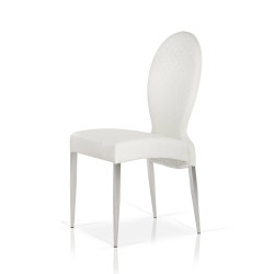 Modrest Y107 - Modern Pattern-Stitched White Leatherette Dining Chair