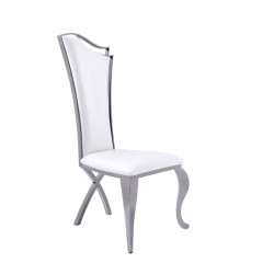 Modrest Bonnie Transitional White Leatherette & Black Stainless Steel Dining Chair (Set of 2)