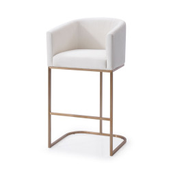 Modrest Yukon - Modern White Fabric & Brushed Bronze Bar Chair