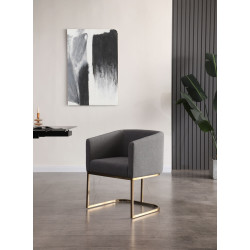 Modrest Yukon - Modern Dark Grey Fabric + Antique Brass Dining Chair