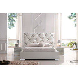 Modrest Zeus - Modern White Leatherette Platform Bed with Lift Storage