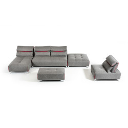 David Ferrari Zip - Modern Grey Fabric Modular Sectional Sofa