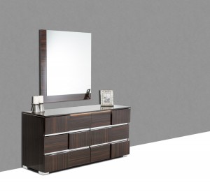Modrest Picasso Italian Modern Ebony Lacquer Dresser w/ LED Light