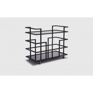 Modrest Deakin - Black Stainless Steel and Black Glass Wine Rack