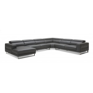 Divani Casa Hawkey - Contemporary Black Leather LAF Chaise Sectional Sofa
