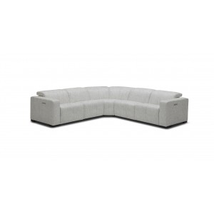 Divani Casa Beck- Contemporary White Fabric Sectional Sofa with 3 Recliners