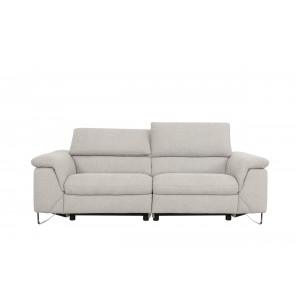 Divani Casa Maine - Modern Light Grey Fabric Sofa with 2 Electric Recliners