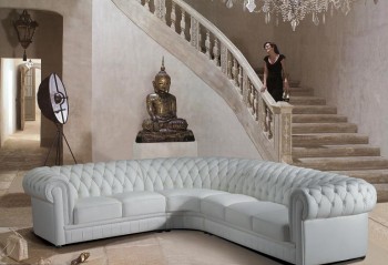 Divani Casa  Paris 1 - Transitional Tufted Leather Sectional Sofa