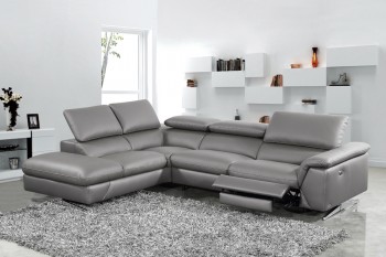 Divani Casa Maine - Modern Dark Grey Eco-Leather Left Facing Sectional Sofa with Recliner