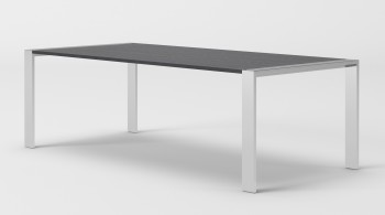 Modrest Fauna - Modern Elm Grey & Stainless Steel Chrome Dining Table