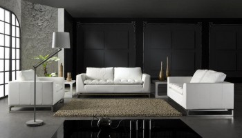 Manhattan Modern White Leather Loveseat