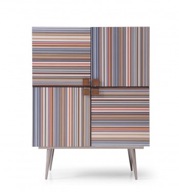 Modrest Macoy - Modern Multicolor and Black Ash Wine Cabinet